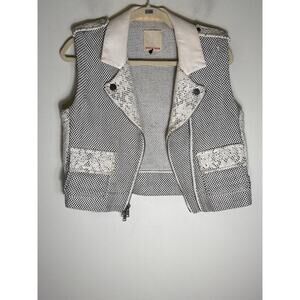 Rebecca Taylor Black and White Mixed Media Vest Sz M